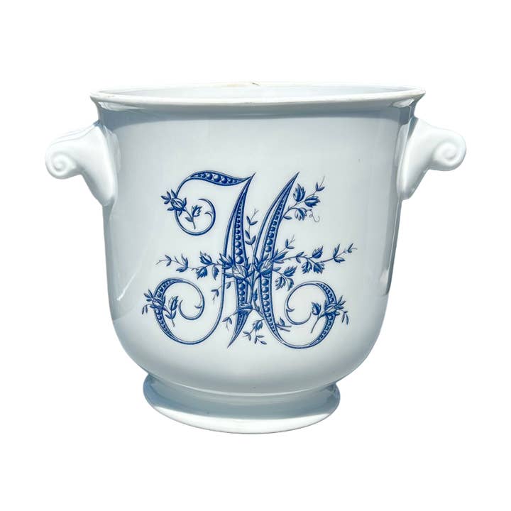 Monogram Chinoiserie Tall Scroll Cachepot for wholesale by The French Bee & Co