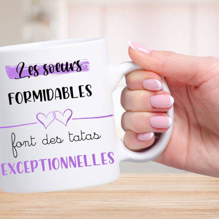 Tazza con scritta «Wonderful Sisters» per la vendita all'ingrosso da parte di Tendance Cadeau