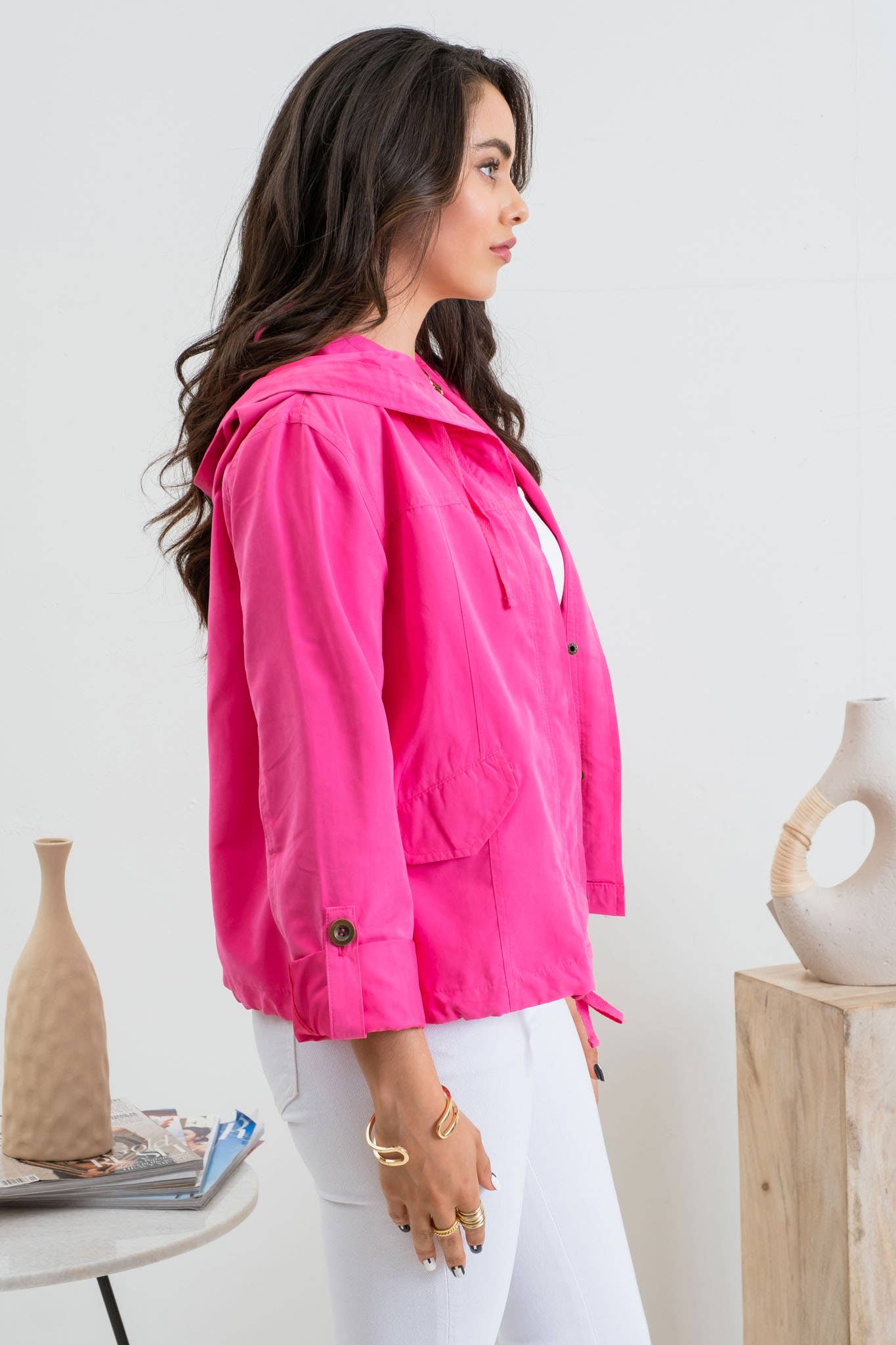 Blu Pepper - Wholesale Jacket - Women's - SNAP BUTTON ZIP UP HOODED JACKET6