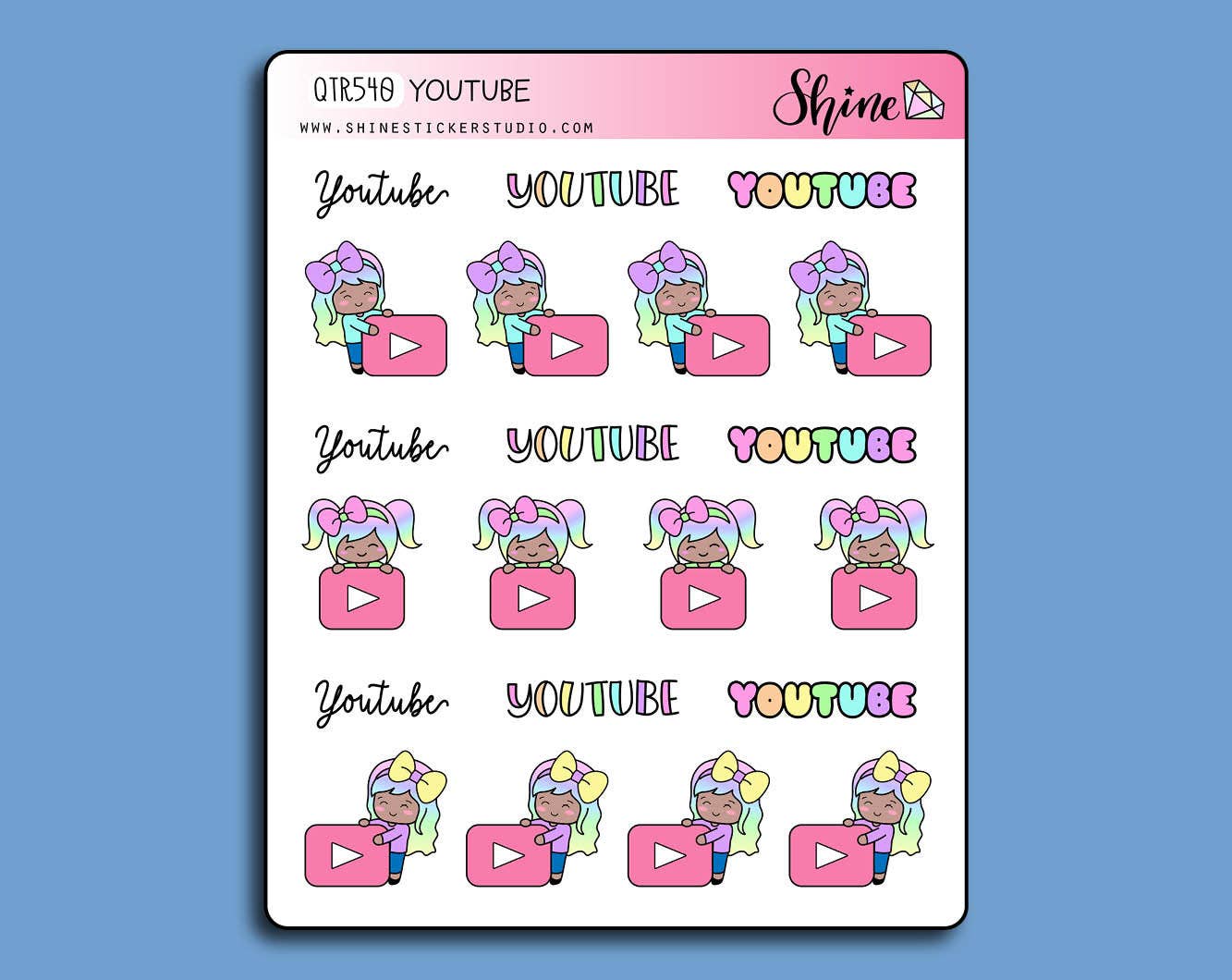 Shine Sticker Studio - Wholesale Sticker - Luna YouTube Stickers1