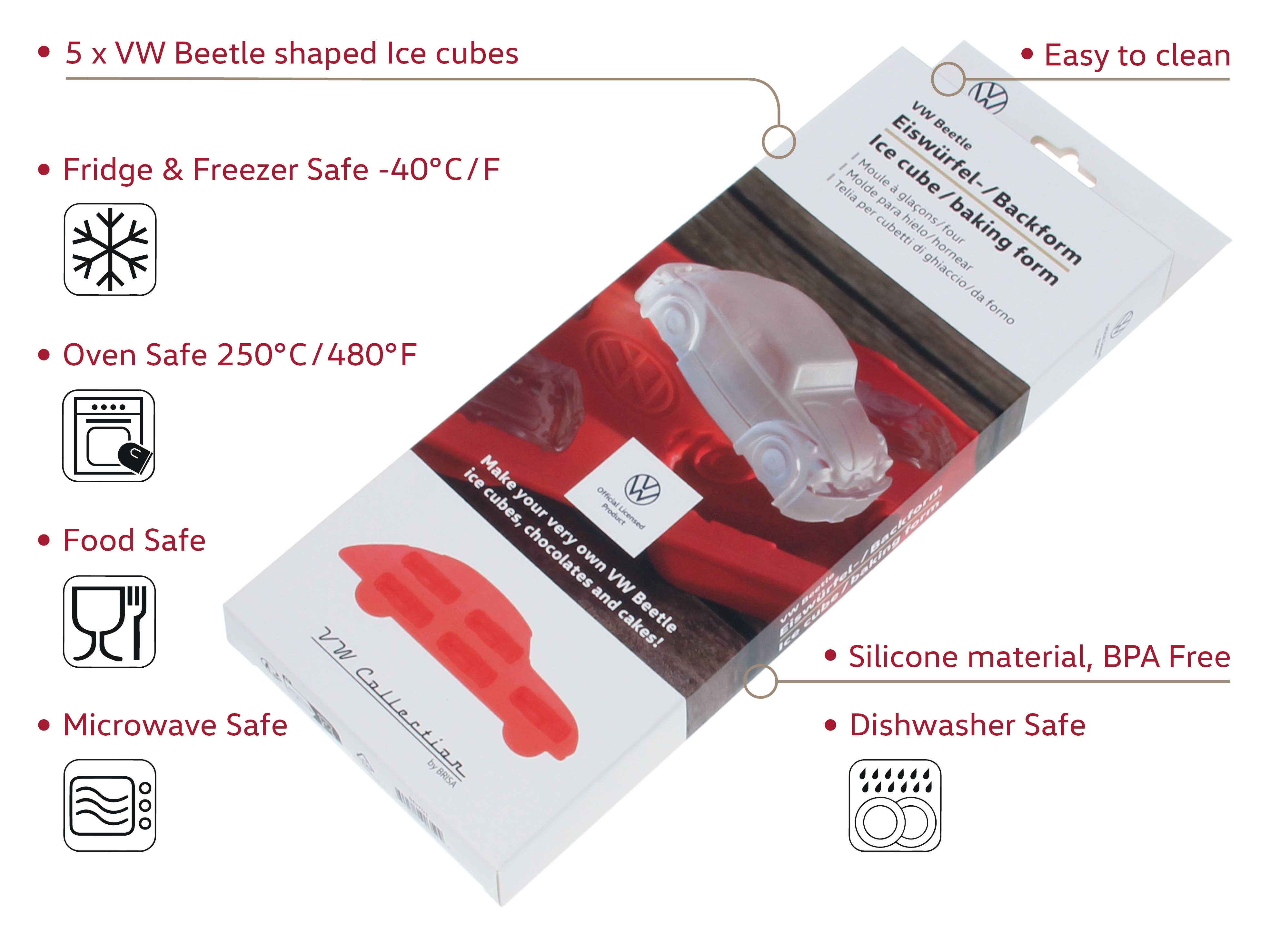 VW Collection by BRISA - Wholesale Ice Tray/Mold - VW Beetle Silicone Ice Cube Tray/Baking/Praline Form - RD2