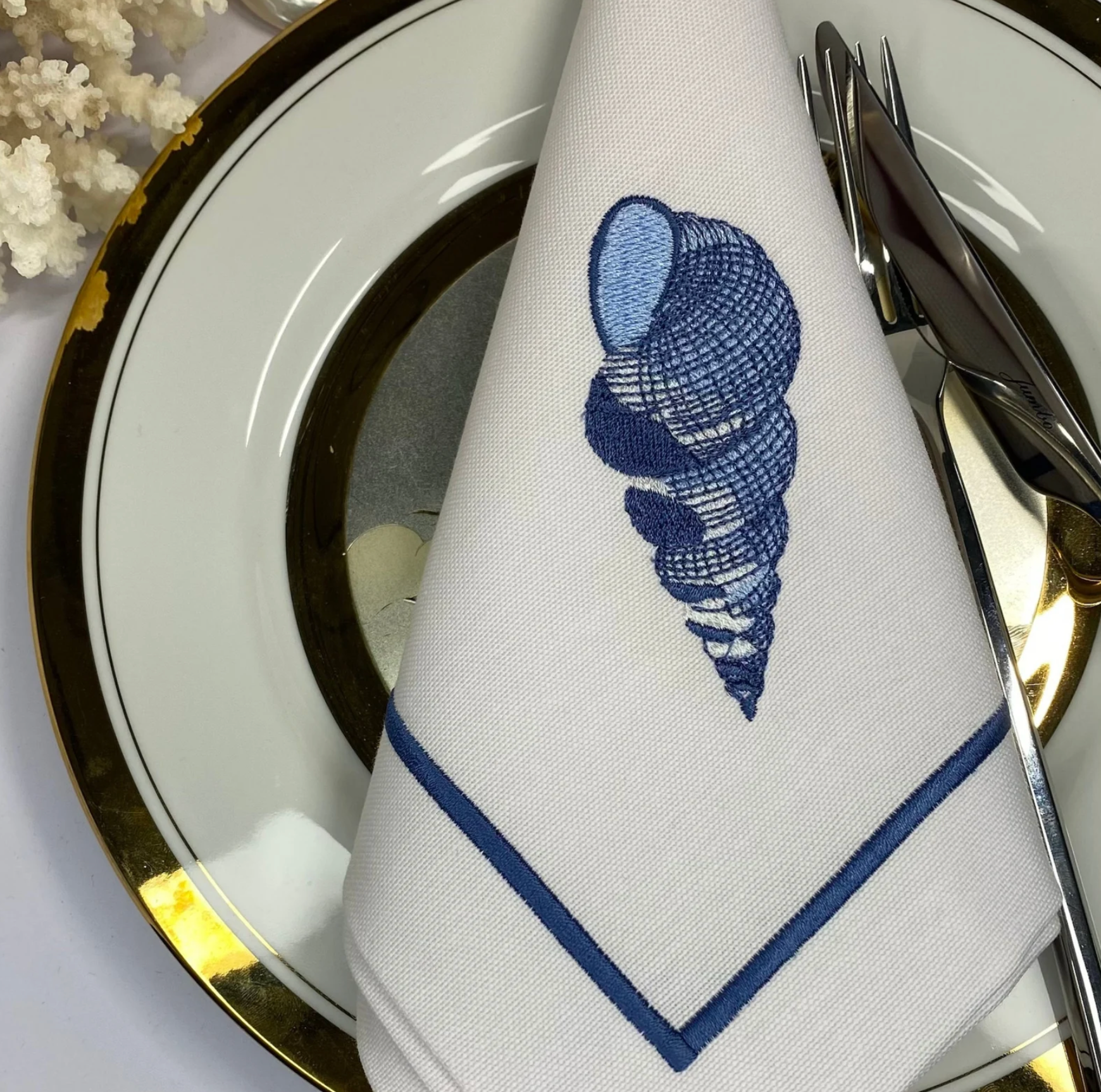 Handmade Originals Ukraine - Wholesale Dinner & Cloth Napkin - Embroidered Napkins Premium Quality 16x16'' - Sea3