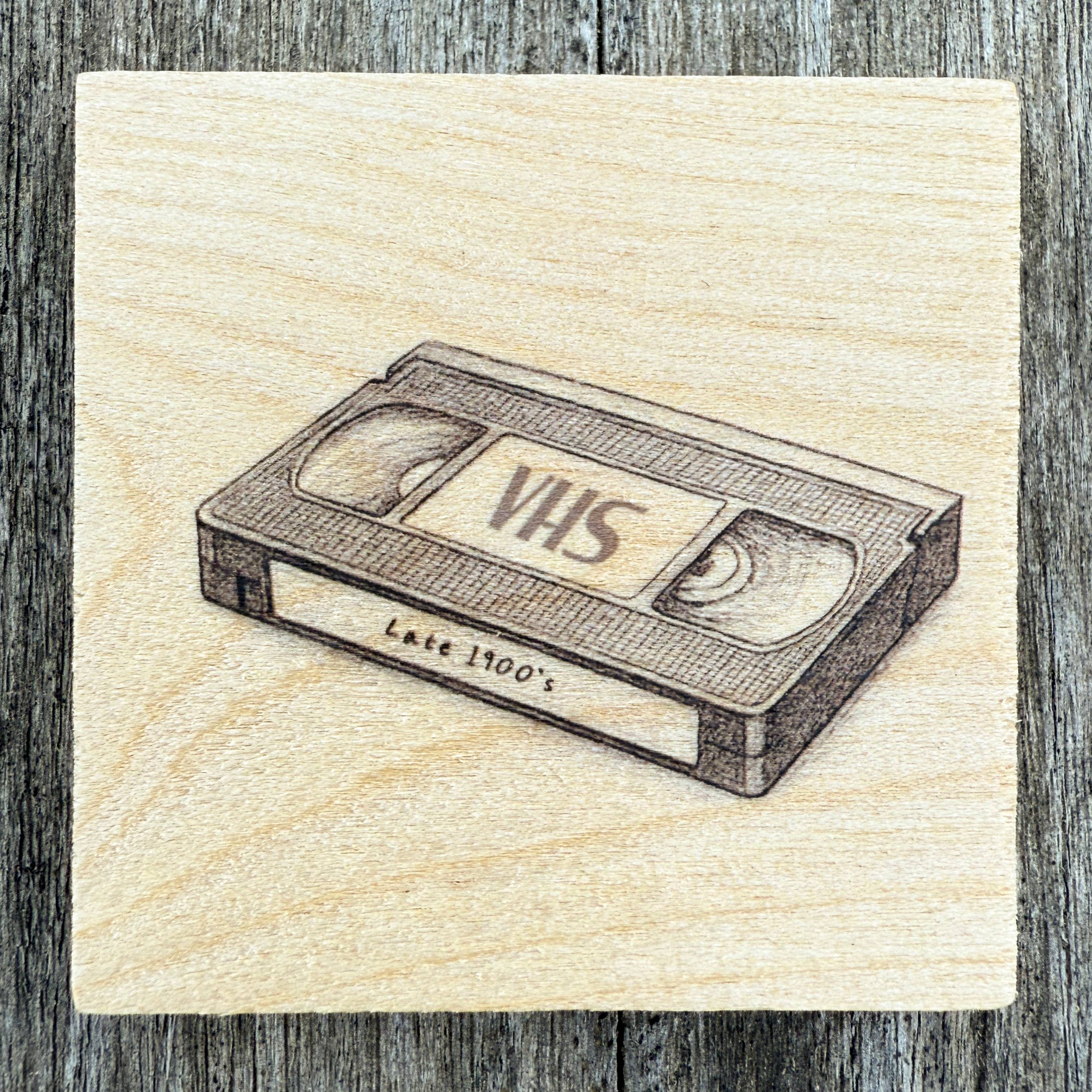 Lancaster Wood Prints - Wholesale Magnet - 2x2 Late 1900's VHS Wood Print Magnet0