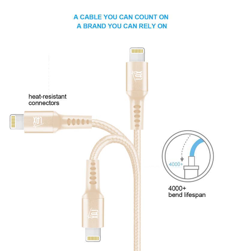 LAX Gadgets - Wholesale Charging Cable - High Speed Certified iP/ipad charging Cables - Retail Pack2