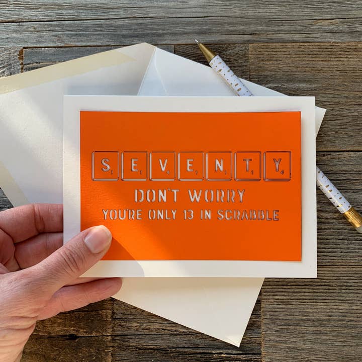 Louise Lauret - Wholesale Birthday Card - 70th Birthday Scrabble Themed Greeting Card5