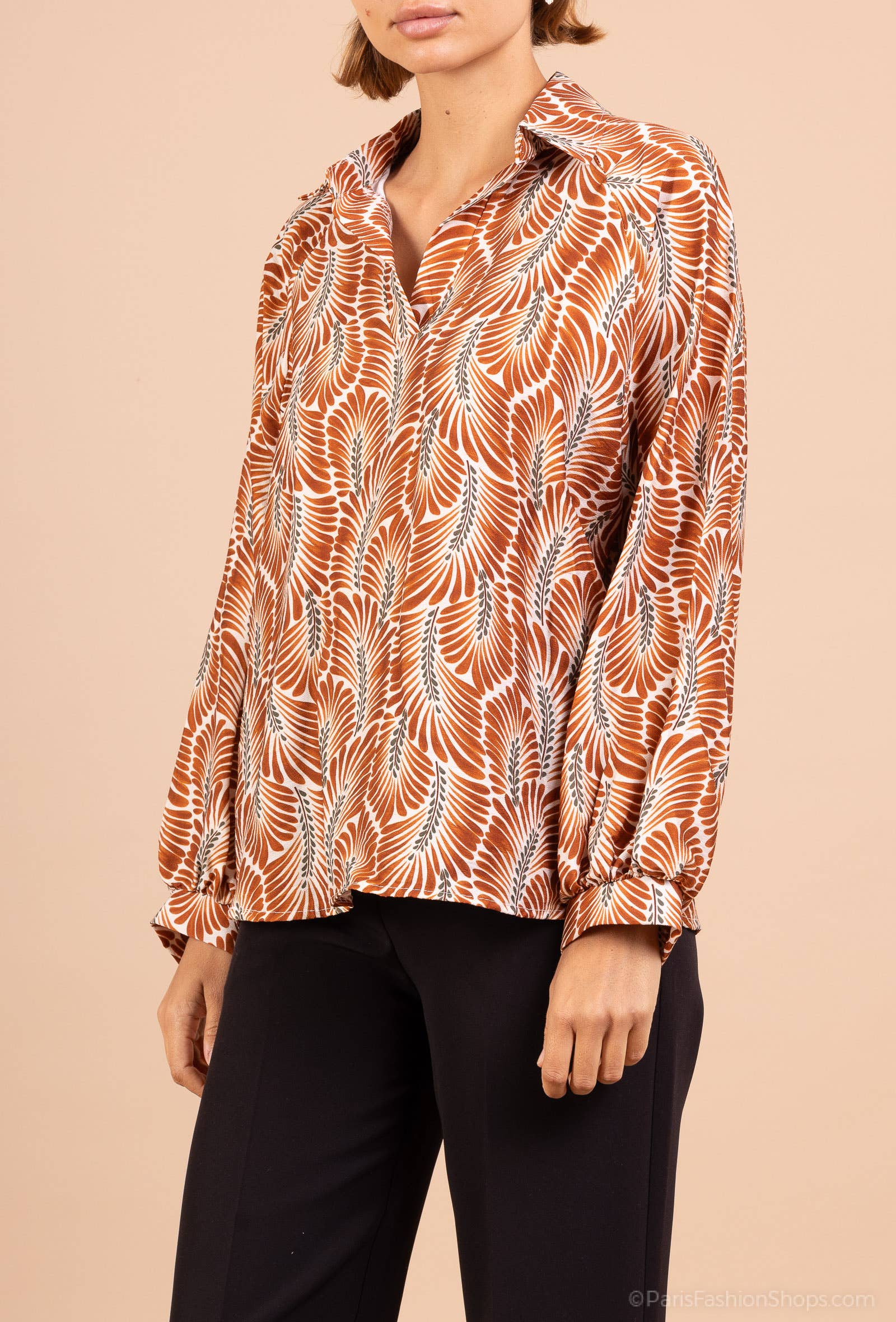 Mimi & Gogo - Wholesale Button Down Shirt - Women's - Printed Blouse @60052_BsImprime14