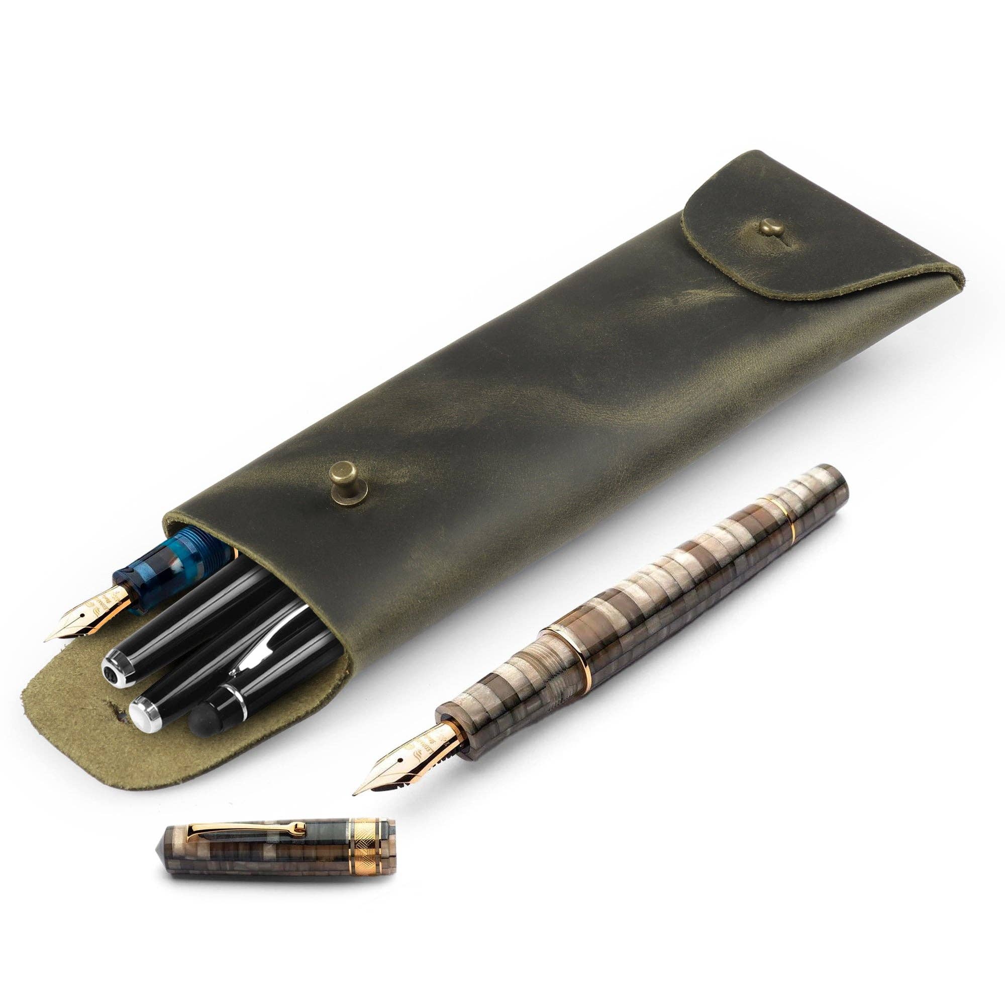 Londo – wholesale Pen & pencil holder – Londo Top Grain Leather Pen Case with Metal Snap Fastener, Pencil Pouch Stationery Bag32