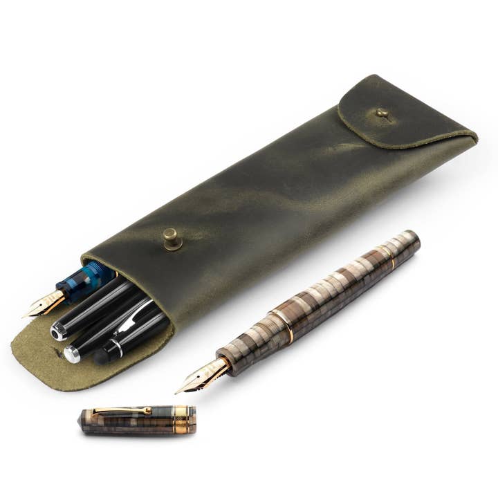 Londo – wholesale Pen & pencil holder – Londo Top Grain Leather Pen Case with Metal Snap Fastener, Pencil Pouch Stationery Bag32
