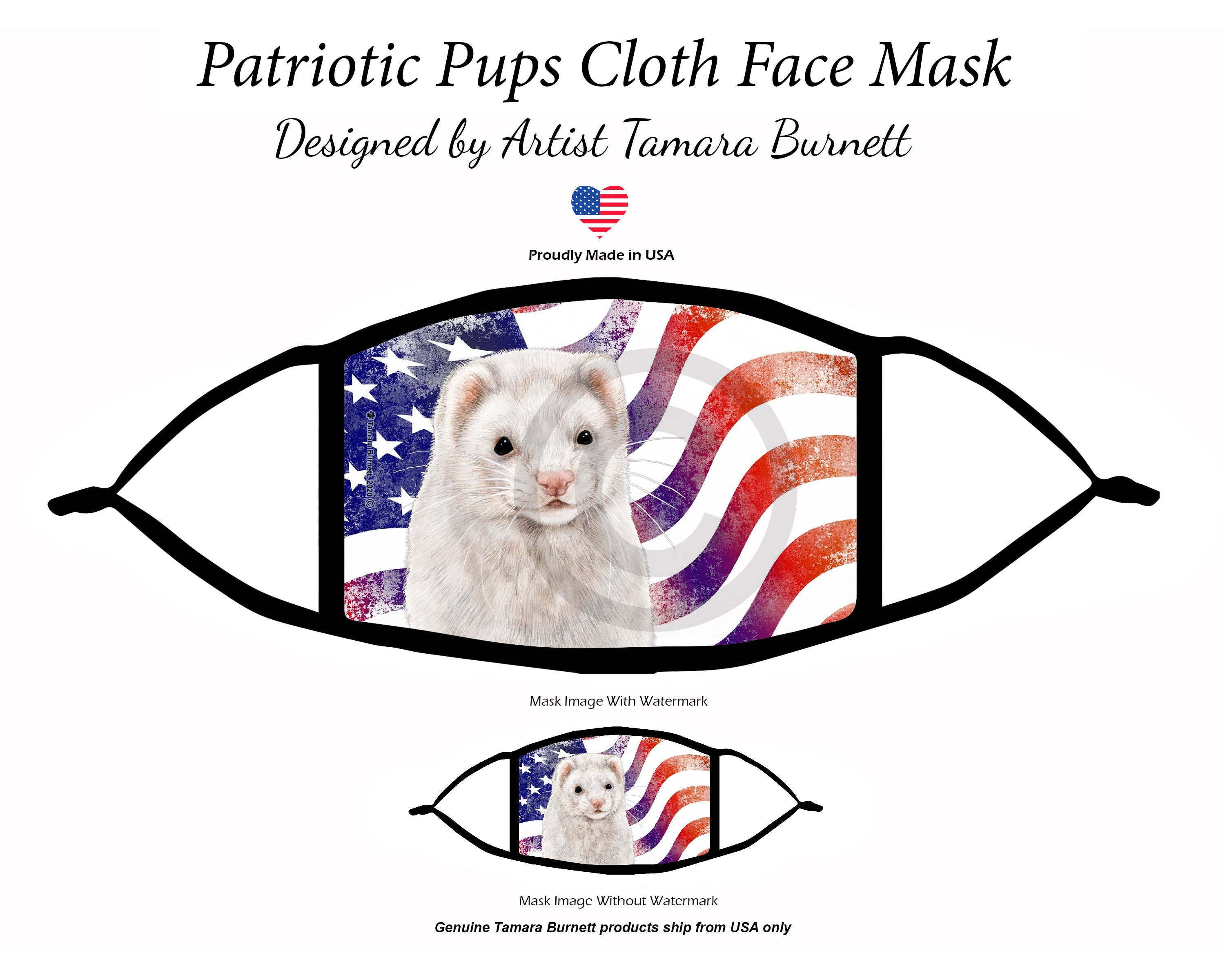 Pet Gifts USA, LLC - Wholesale Pet Costume - Cat/Dog - Ferret Cinnamon Patriotic Face Mask0