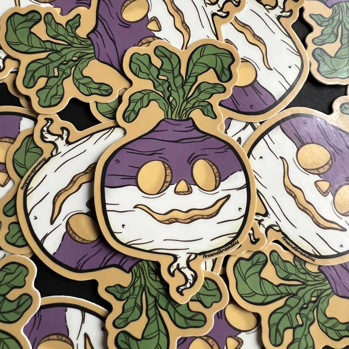 Fox and Brambles - Wholesale Sticker - Jack O’ Lantern Turnip Sticker. Vinyl Sticker. Vintage Hallo