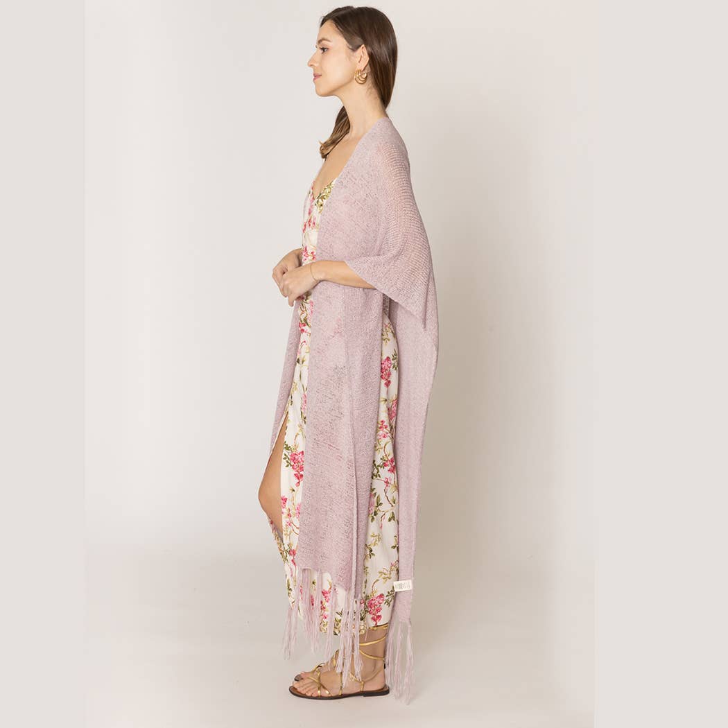 Fashion City - Venta al por mayor Kimono - Mujer - Cárdigan largo de punto con flecos y forro tipo kimono9