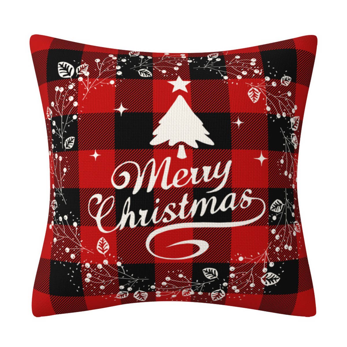 ACCITY - Wholesale Throw Pillow Cover - CHRISTMAS FESTIVE RED PLAID SNOWMAN PILLOWCASE_CWMM13861