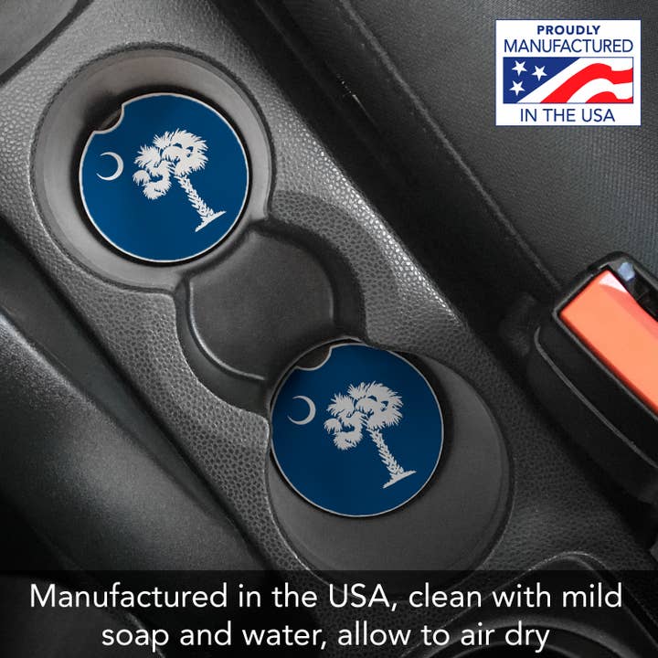 CounterArt/Highland Home/Thirstystone/CoasterStone - Wholesale Car Coaster - Unisex - SC State Flag Bulk Stone Car Coaster-NO PACKAGING1