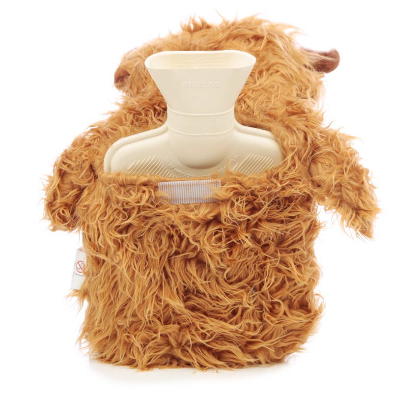 Puckator Ltd - Wholesale Water Bottle - Highland Coo Cow 650ml Hot Water Bottle with Plush Cover3