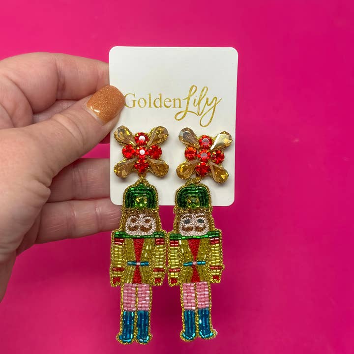 Golden Lily - Wholesale Dangle Earrings - Christmas Holiday - Nutcracker Earrings - Multi