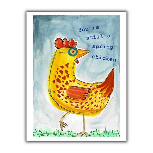 Cartão de aniversário de frango primavera por atacado de Gem Garden Arts
