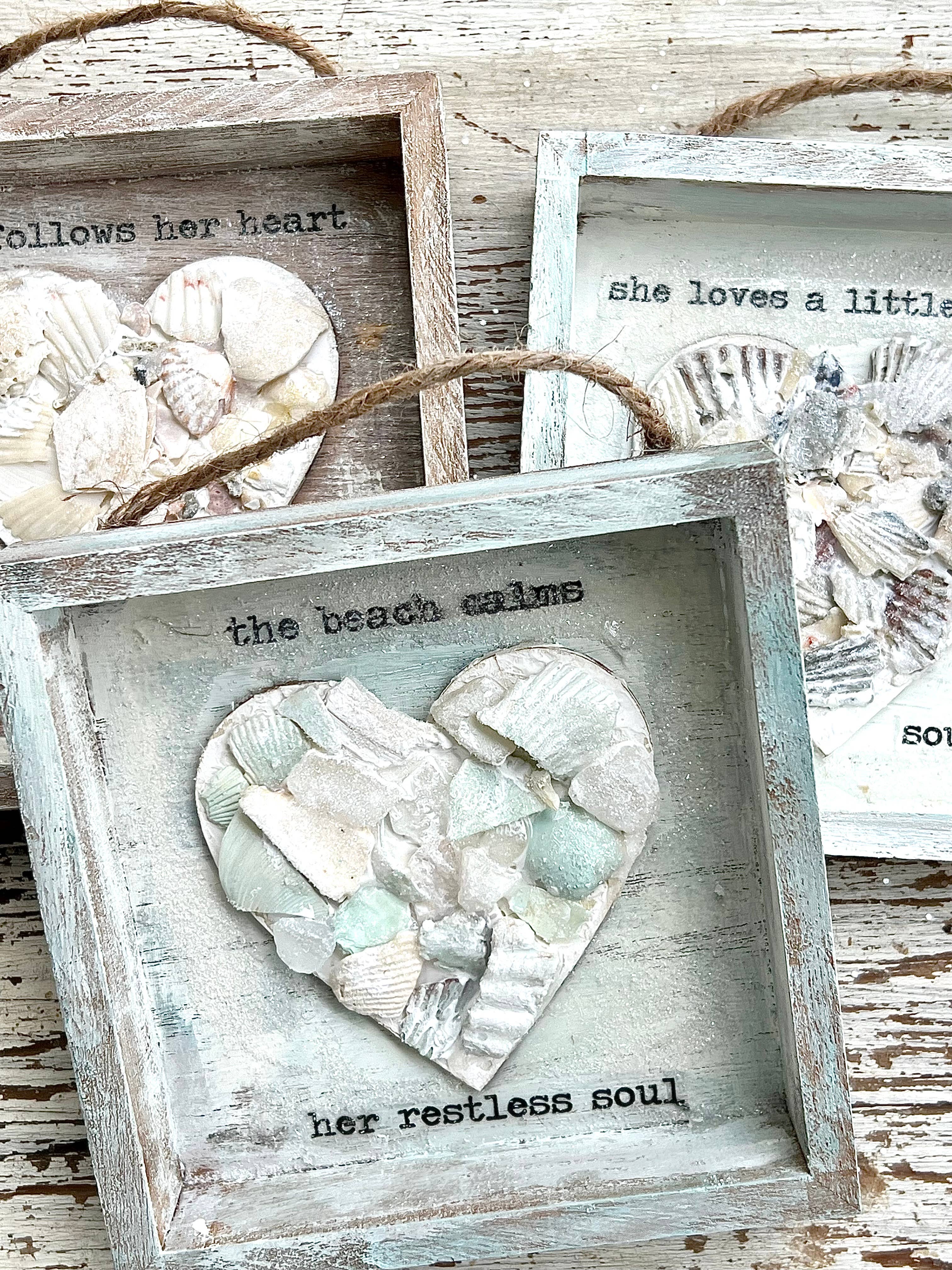 UnfiniSHEd - Wholesale Sign - Sea Shell Mosaic Heart Sign, Choose Saying,5