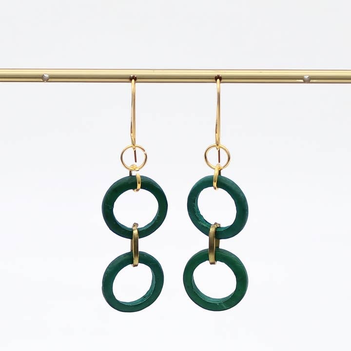 Emerald Double Link Drop Earrings for wholesale by Sylca Designs