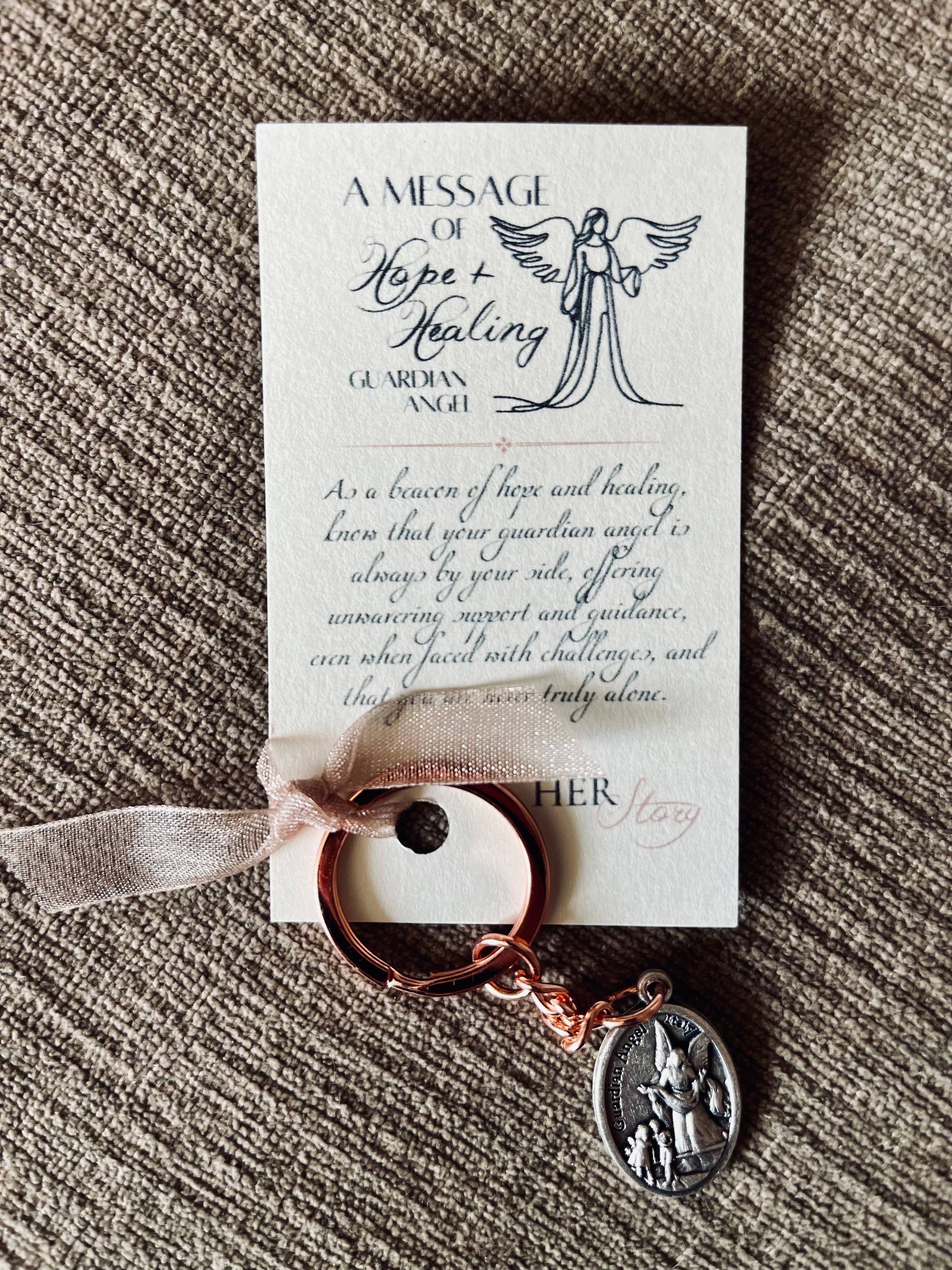 HER Story – wholesale Keychain – Women's – Guardian Angel Medal - Keychain - Message of Hope + Healing2