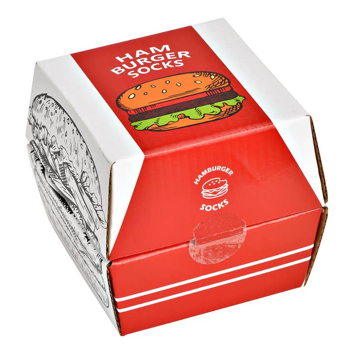 Wurm - Wholesale Gag Gift/Novelty Gift - Socks Burger 3 Pairs made of Cotton, Colorful (W/H/D) 12x10x12cm2