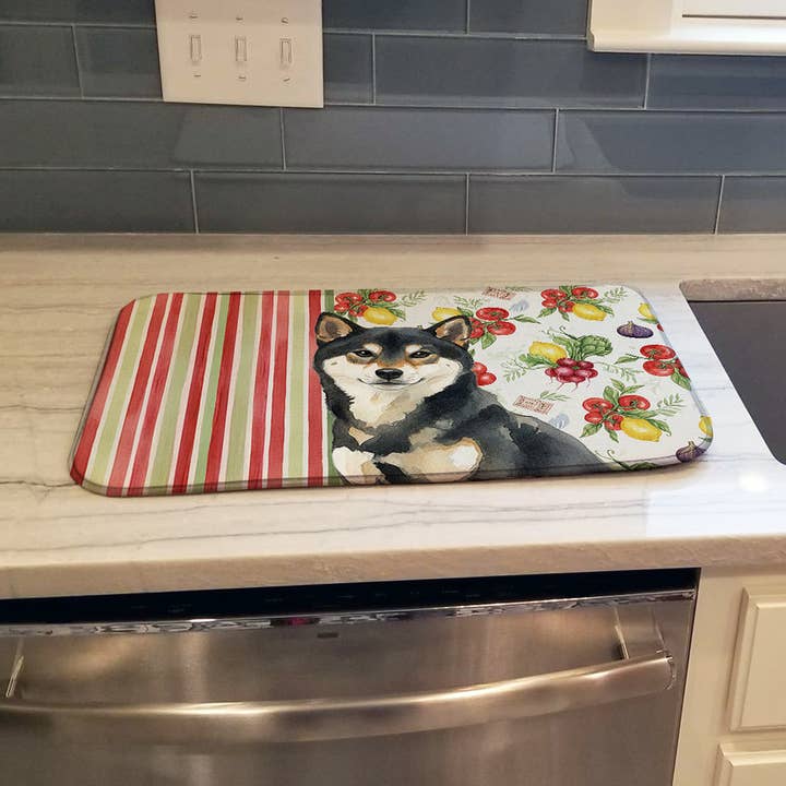 Sort og Tan Shiba Inu Grøntsager Skål Tørremåtte WDK8413 for engroshandel hos Caroline's Treasures