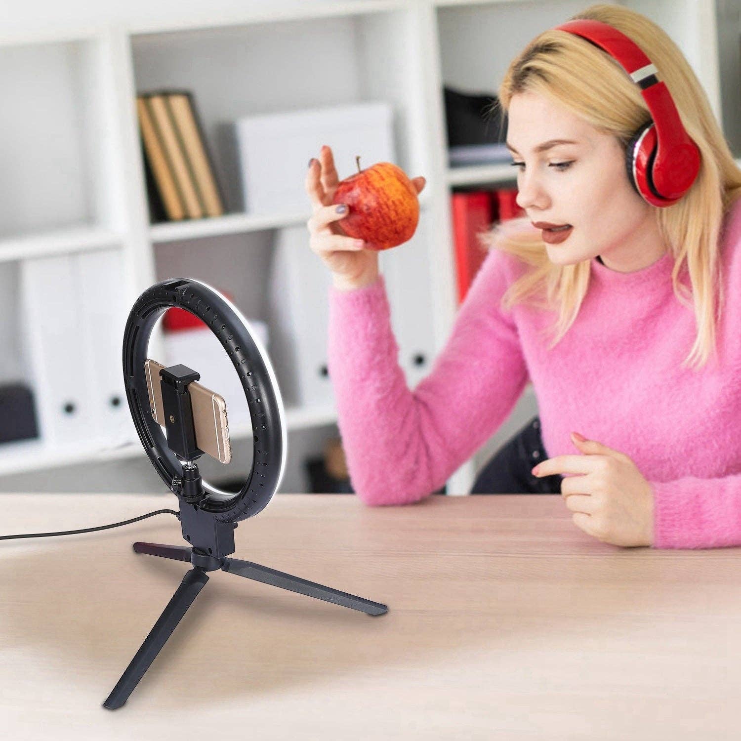 White 9" Dimmable LED Ring Light w/ Tripod Phone Selfie Camera Studio Photo Video Makeup Lamp for wholesale on Faire11