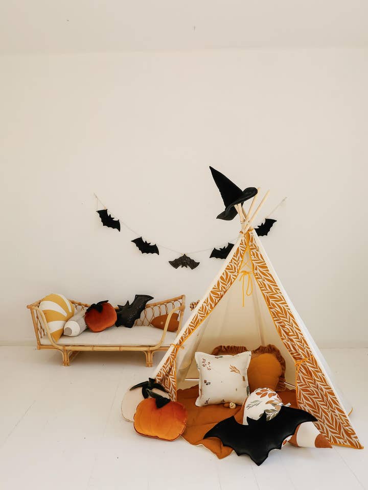 Halloween bat pillow bat "Mrs. Boo's" for wholesale by Moi Mili