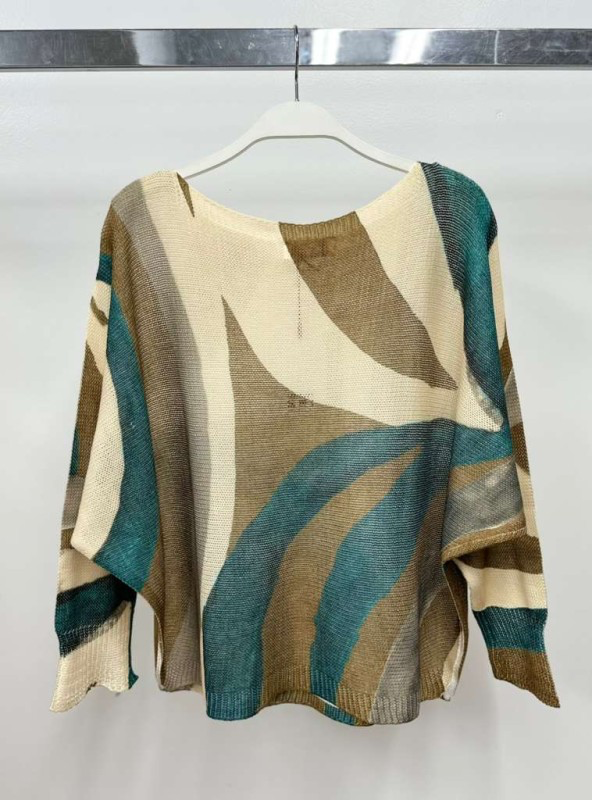 VENTI6 - Wholesale Knit Sweater - Women's - GOLD FOIL BRUSHSTROKE PRINT SWEATER (90668-9066-FOILBRUSH)5