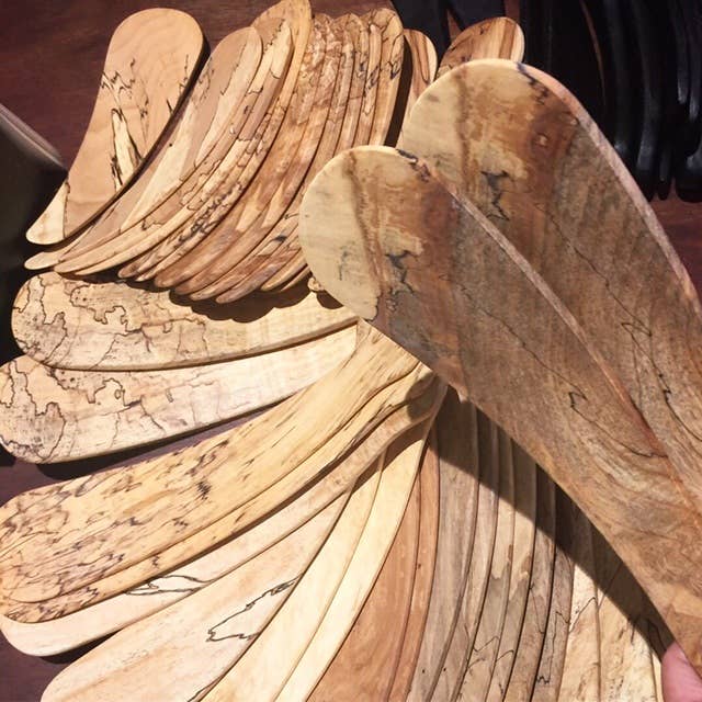 Petermans Boards and Bowls Inc. - Wholesale Serving Utensil - LARGE SPALTED MAPLE SALAD TOSSERS (11.5" PAIR)