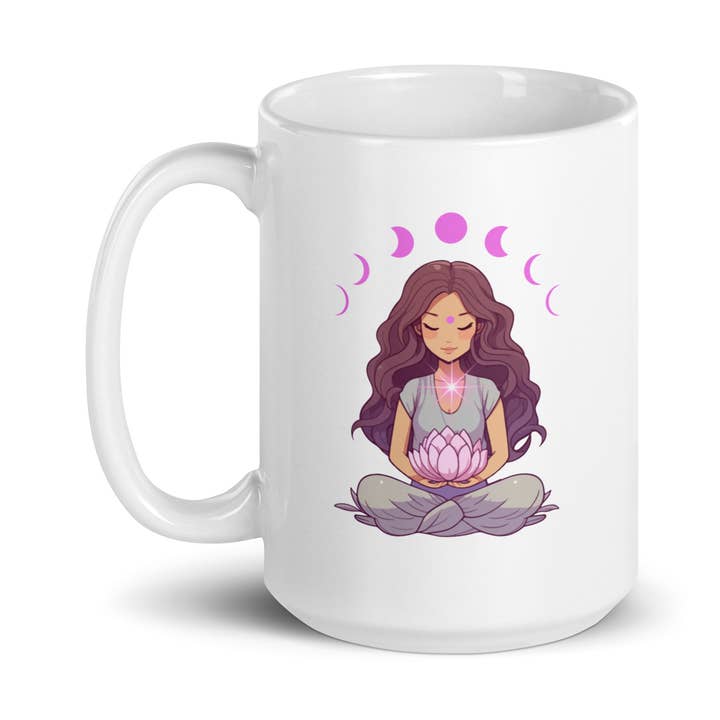 Zen Moon Goddess Lotus Coffee Mug 15 oz. by Goddess Swag for wholesale by Goddess Swag™