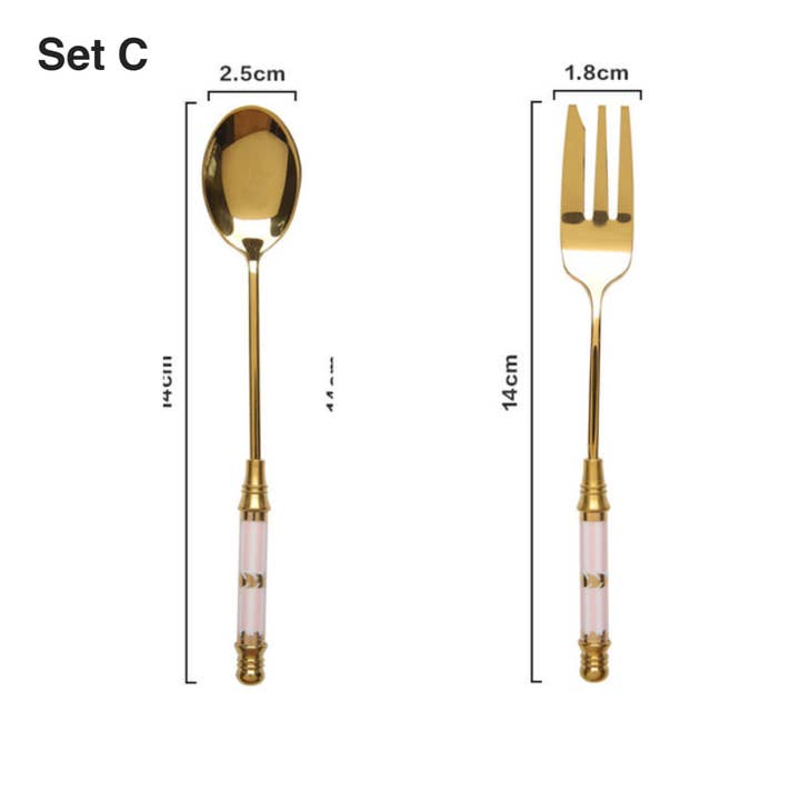 Homerely (We Cover All Import Duties) - Wholesale Assorted Cutlery Set - Vintage Gold Spoons Fork Set2