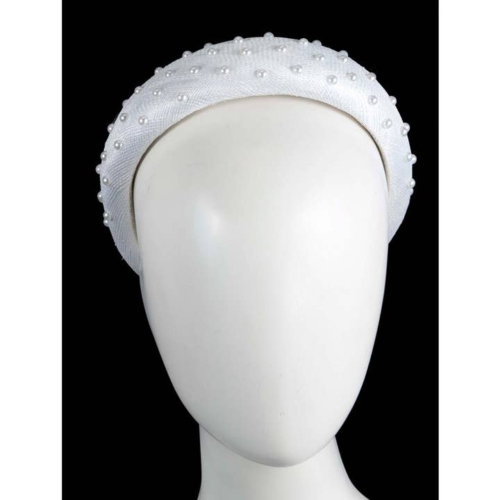 Sinamay hoofdband met parels voor wholesale door Max Alexander by Cupids Millinery Melbourne