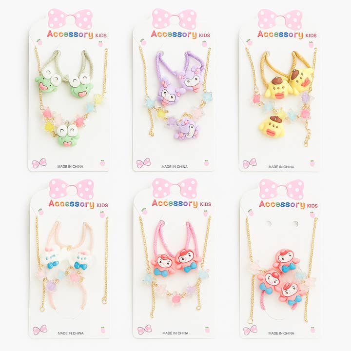 Kids Cartoon Charm Necklace Set – 12CT Assorted Styles for wholesale by Majestic Wholesale