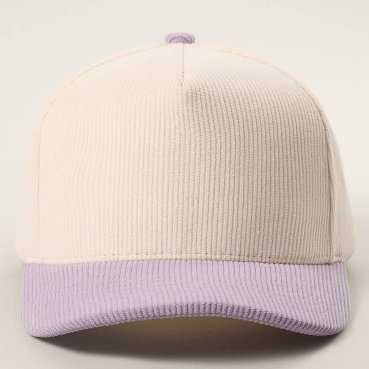 Fashion City - Wholesale Baseball Cap - Unisex - Plain Two Tone Corduroy 5 Panel Trucker Hat49