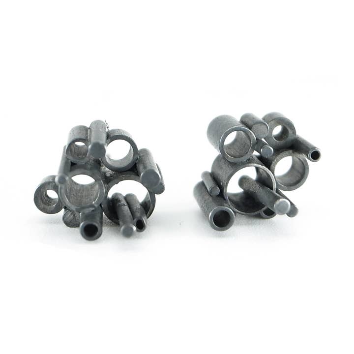 Megatropolis Stud earrings in silver or gold vermeil for wholesale by DeeLyn :: Design