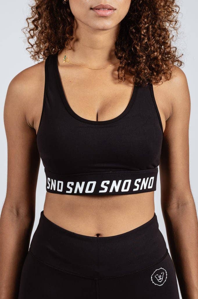 Black SNO Scoop Neck Sports Bra for wholesale on Faire1