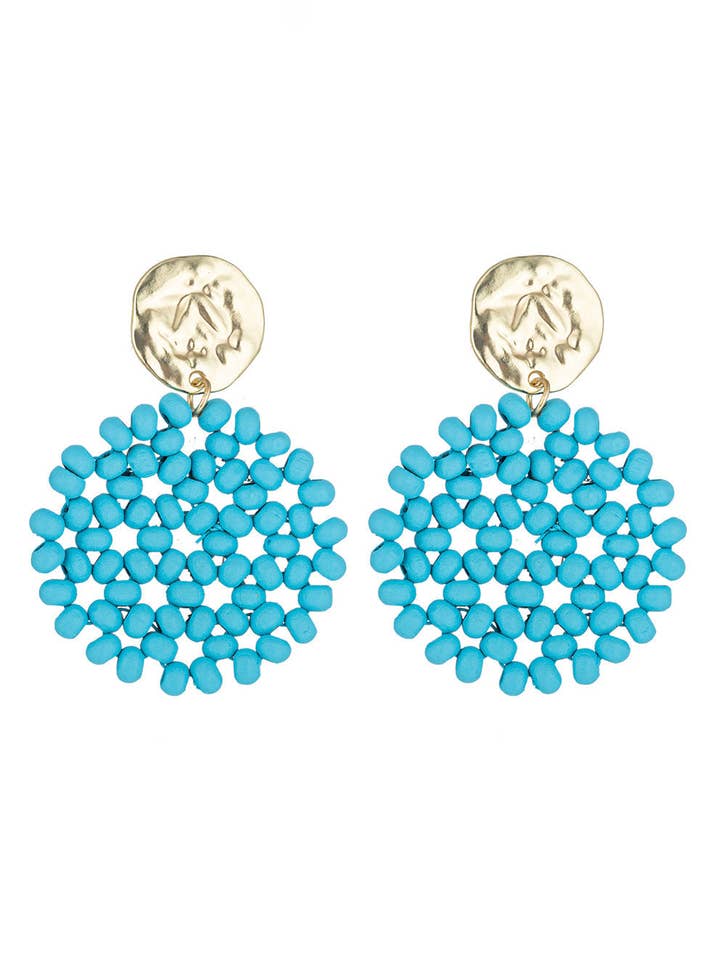 Boucle d'oreille en perles Lauren Teal Seed pour la vente par Eye Candy Los Angeles