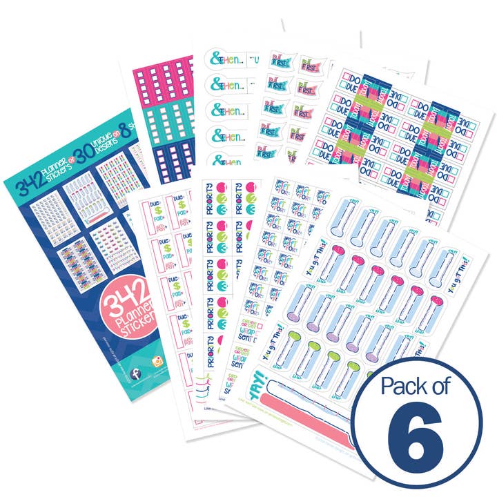 Planner Stickers for Productivity & Planning | Pack of 6 for wholesale by Denise Albright®