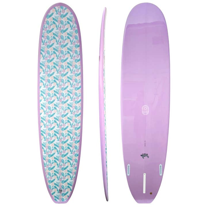 Baby Log Mid / Mini Longboard - Floral Inlay Lavender for wholesale by Surfboard Trading Co.