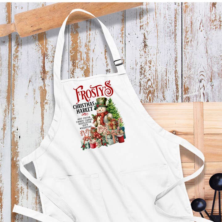Avery Lane Gifts - Wholesale Apron - Frosty's Christmas Market Snowman Apron