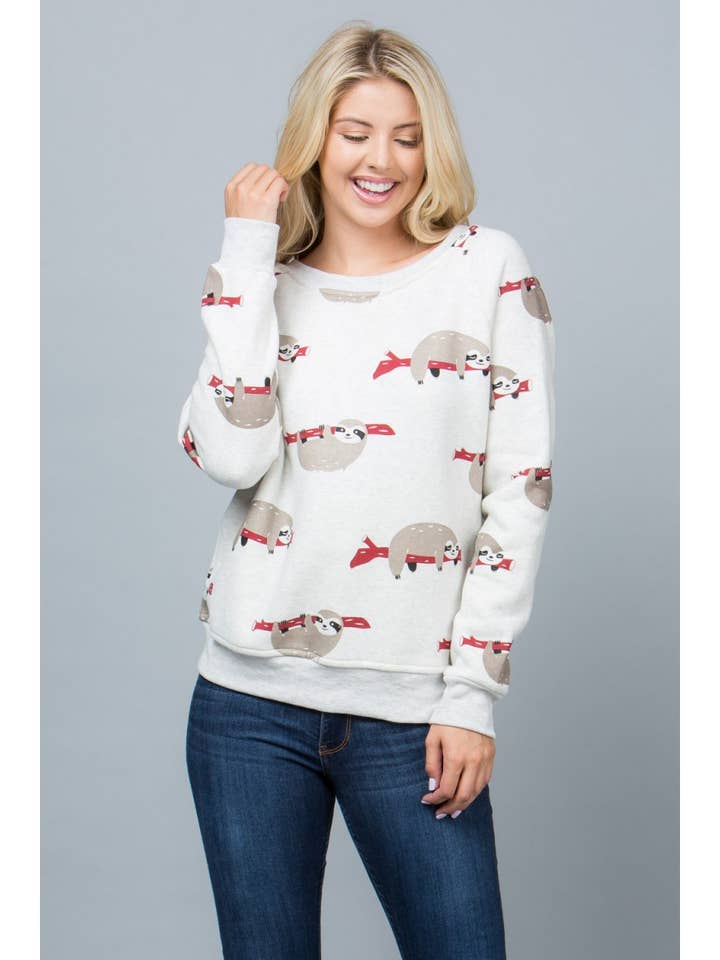 Sloth Print Sweatshirt for wholesale by LA Soul