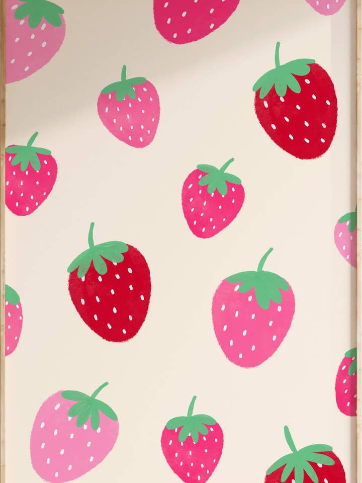 Cute Strawberry Art Print for wholesale by Funky Dory