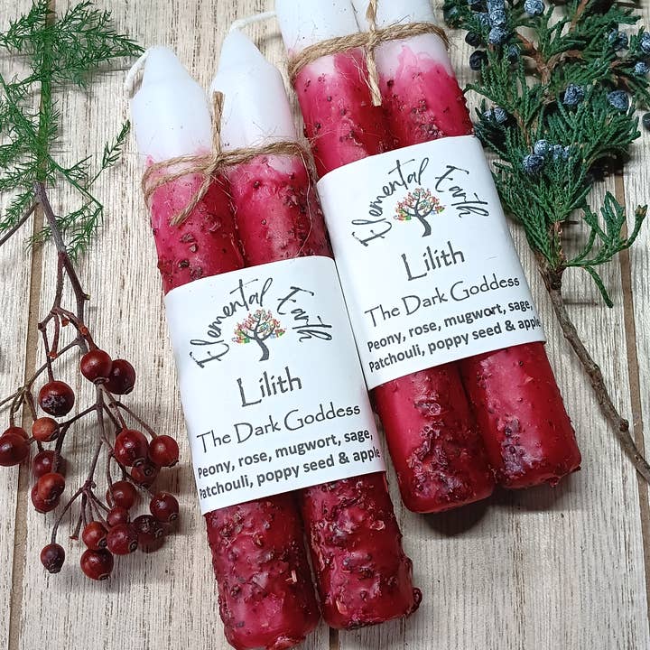 Elemental Earth Shop - Wholesale Tapered Candle/Candlestick - Lilith Herbal Intention 6 inch Candles1