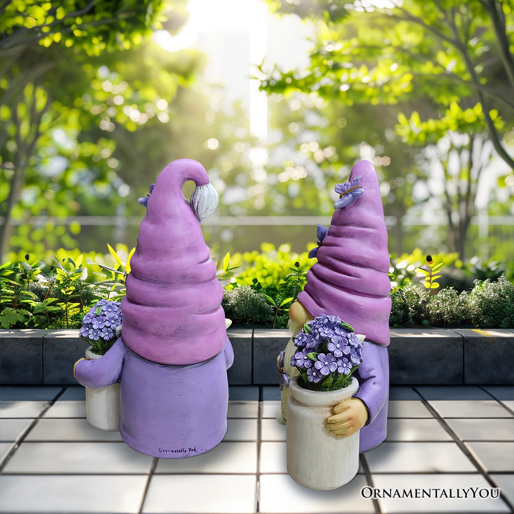 OrnamentallyYou - Wholesale Decoratief beeldje - Garden Grace lavendel kabouterbeeld van 25 cm, paarse woondecoratie5