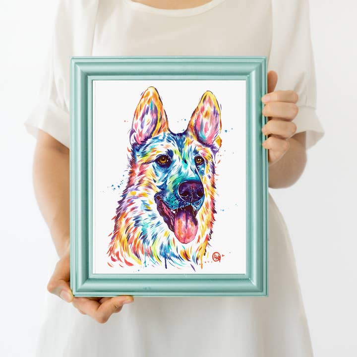 Whitehouse Art - Wholesale Kunstprint - Duitse herder (Tan), GSD Art, Hondenschilderij. Dierenwinkel kunst1