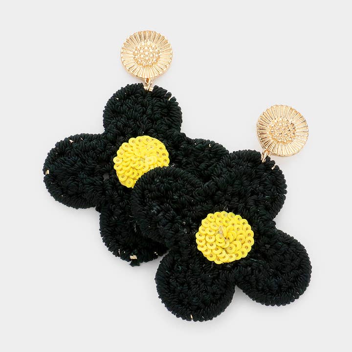 Sensibling Corp. – Brincos de argola por atacado – Brincos em Crochet Flor Pangle0