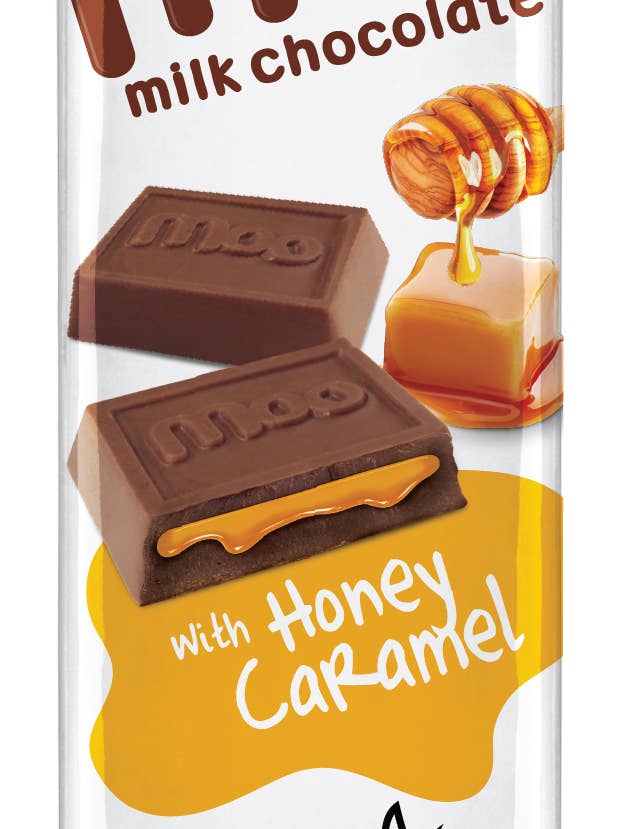 Grande barre de caramel au miel naturel et chocolat au lait, 1,4 oz pour la vente par MOO Organic Chocolates