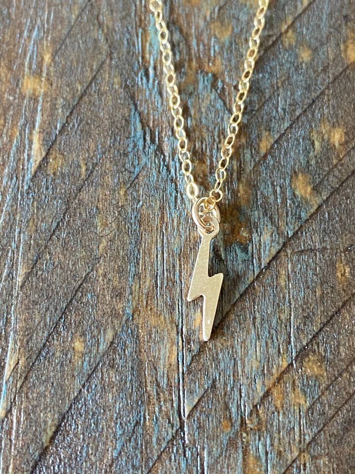 Gold Lightning Bolt Necklace for wholesale by Rose Burkhardt Jewelry