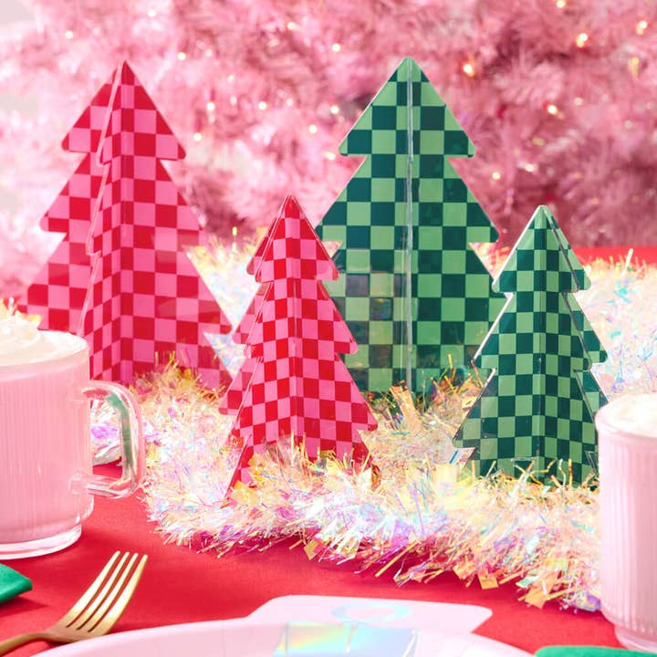 xo, Fetti - Wholesale Christmas Decoration - Checked Out Christmas Trees - 4 acrylic trees7