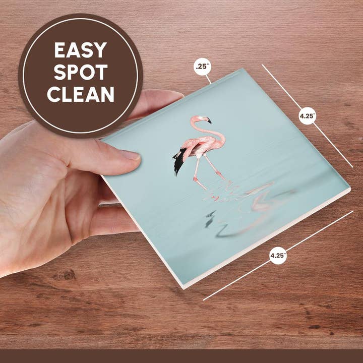 3dRose – Base de copos por atacado – 3dRose, Flamingo Cor-de-Rosa a Caminhar em Água Calma, Base para Copos6